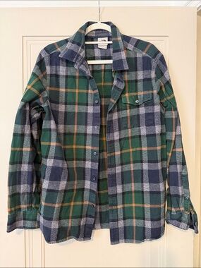 The North Face Green and Navy Plaid Button-Down Shirt
